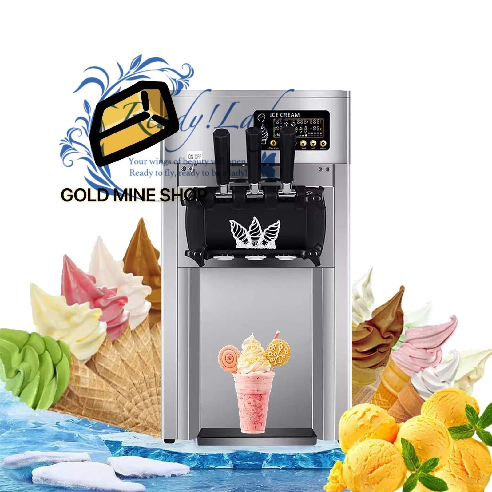 LEDディスプレイと3つのフレーバーを備えた業務用アイスクリームメーカーマシン 1200W自動ソフトクリームマシン 3L 2 16-18L H