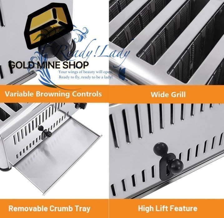 3240W業務用トースター 6枚切りステンレス製パン焼き機 25mm幅広スロット 5段階温度調節 引き出し式パンくずトレイ付き レストラン向け WWW_OPDRERGINERDOGAN_COM