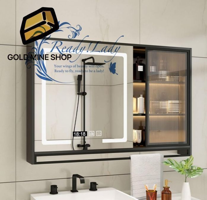 洗面化粧台 浴室 鏡 洗面台 洗面所 収納 洗面所 収納 おしゃれ ミラーキャビネット 洗面所 照明付き ミラーキャビネット 照明付き Black 80cm