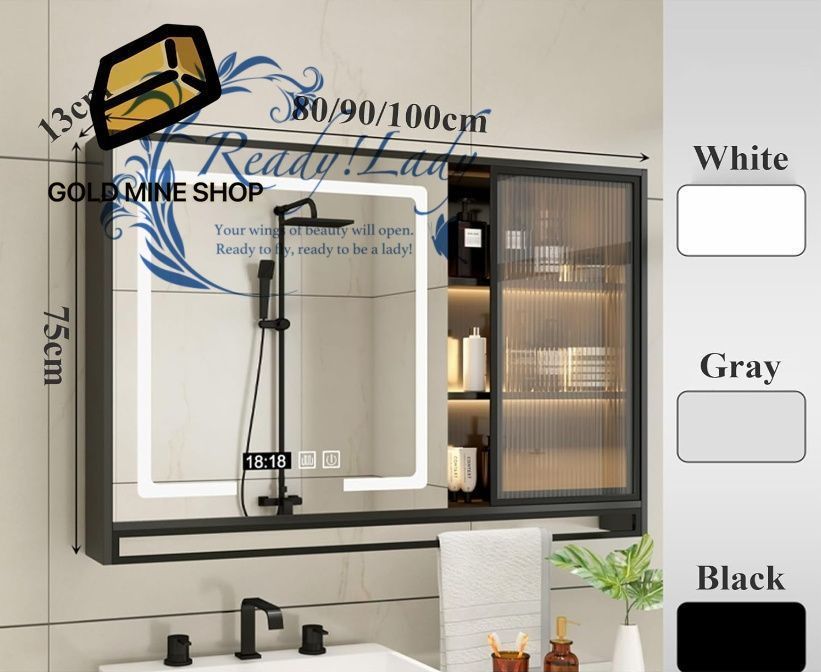 洗面化粧台 浴室 鏡 洗面台 洗面所 収納 洗面所 収納 おしゃれ ミラーキャビネット 洗面所 照明付き ミラーキャビネット 照明付き Black 80cm