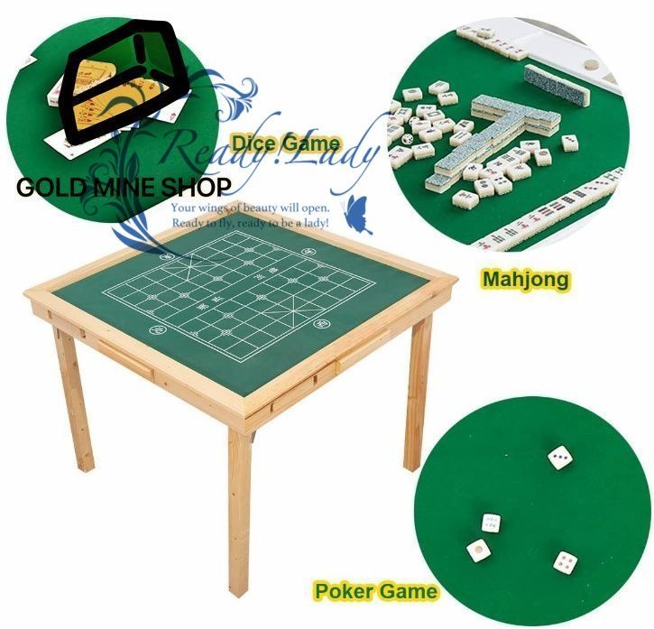 麻雀テーブル ナイロントップ付き折りたたみカードテーブル 4つのカップホルダーと4つの引き出し付きパーティーギャザリングゲームテーブル 麻雀ポーカードミノゲーム 35インチ木製色