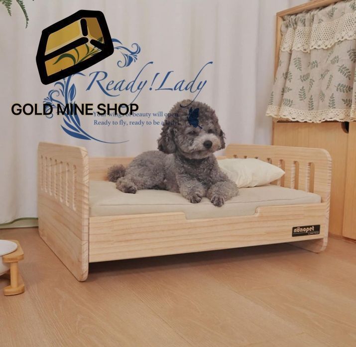 ペット用木製ベッド マット付き 猫ベッド 犬ベッド クッション付き 脚付 春夏 収納用 ベッドサイド 取り出し 洗える 大中小型犬 キャットベッドサイド ペットプレゼント M