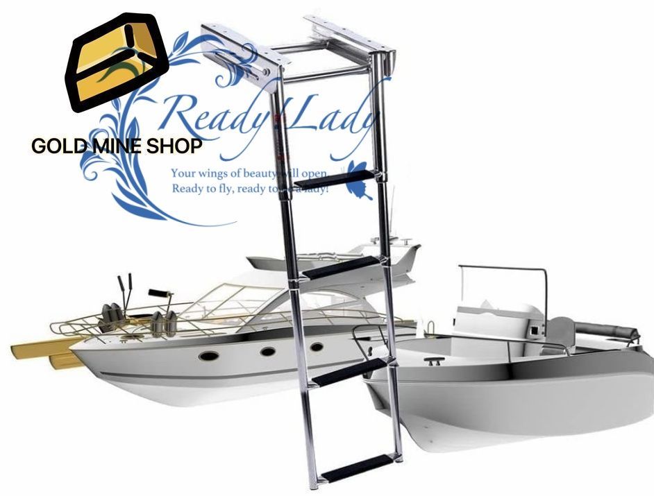 伸縮はしごボートはしご プール用 ワイドペダル付き4ステップ折りたたみボートはしご 316ステンレス鋼拡張マリンヨットはしご 釣りボート船外後部エントリーポンツーン用伸縮式はしご