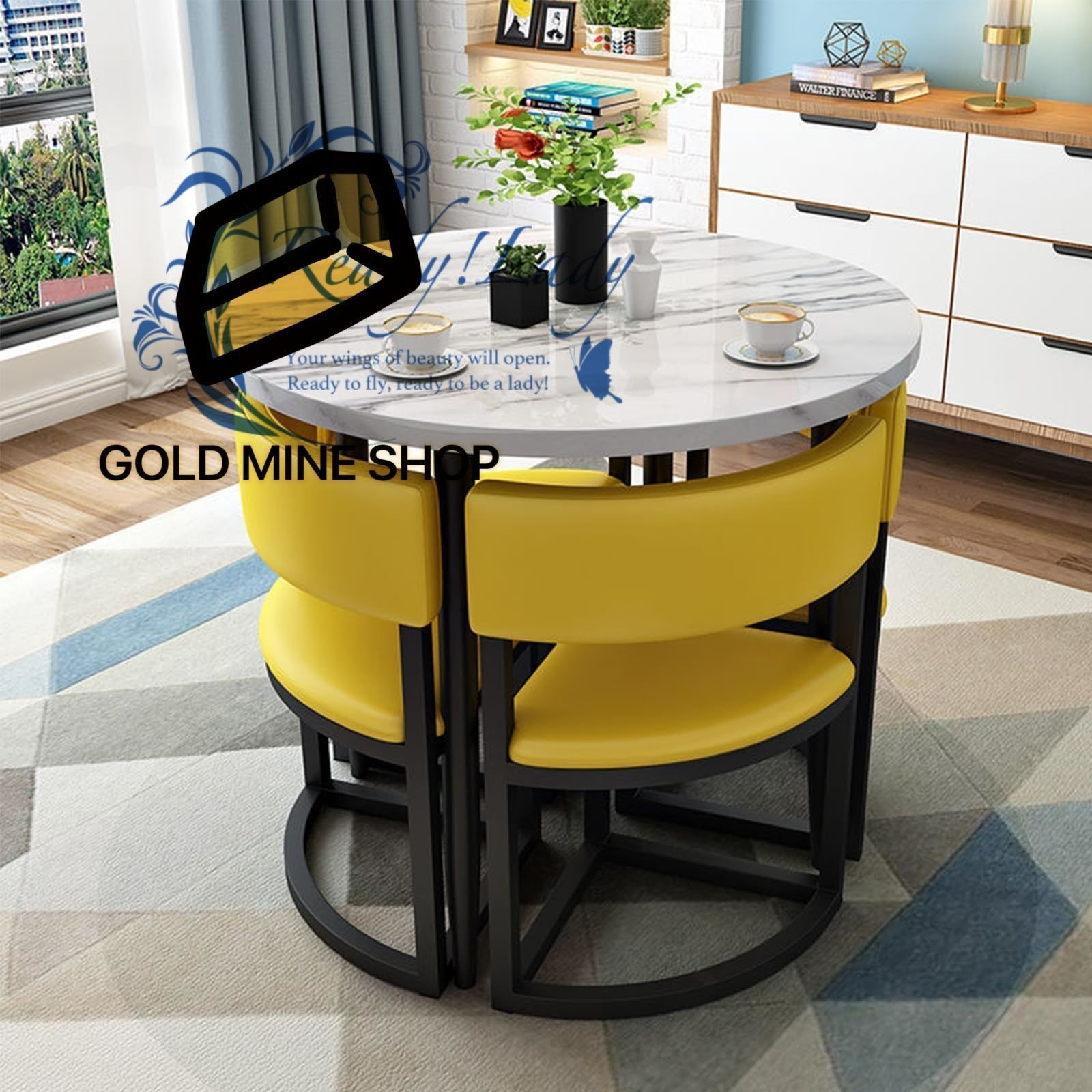 ダイニングテーブルセットオフィス受付テーブルチェアセット 受信テーブルと椅子の 交渉テーブル 省スペース ダイニングテーブルセット4人用 レジャー商談テーブルとチェアを て収納 オフィス受付テーブルチェアセット