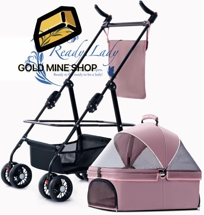 ペットカート 分離型 バギー 4輪 犬用 カート キャリー付きペット 小型犬 中型犬 多頭 エアバギー 犬 カートバッグあり 犬 ペットカー 猫 カート ピンク