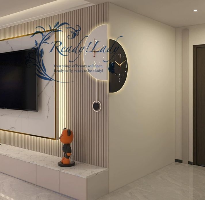 コーナー両面時計 壁掛け時計 リビングルーム LED音声制御ライト 大型 静音 コーナー掛け時計 角時計 デジタル時計 振り子時計 西海岸風 おしゃれ ホームデコレーション用 ライト付き 36 18 5 CM