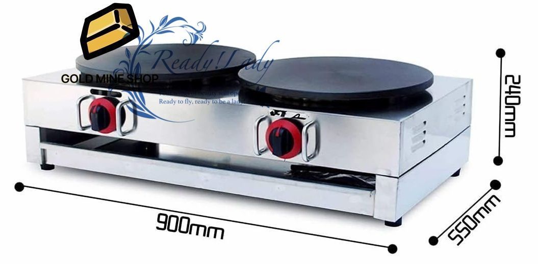 ダブルヘッドガスクレープメーカー業務用ノンスティックパン伝統的なクレープメーカークレープパン大型加熱高速クレープメーカー