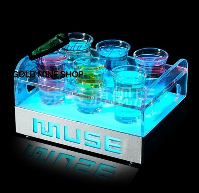 led酒ボトルの表示棚 ワインラック 充電式 ワイングラス含ま コカボムタワー カクテルグラスホルダー アイスワインラック 家庭用 商業用 居酒屋 KTV 雰囲気を追加します 酒グラススタンド 銀 カラフルな光 6穴