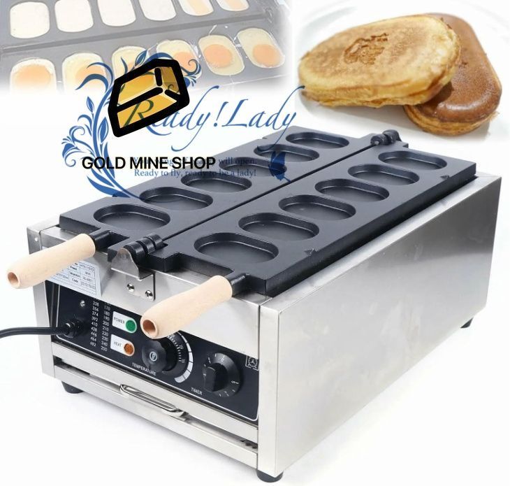業務用6穴エッグバーガーメーカー 3000Wステンレススチール製電気エッグワッフルパンメーカー 0 300℃の温度制御と5分タイマー付き スナックバー 家族の集まり レストラン用