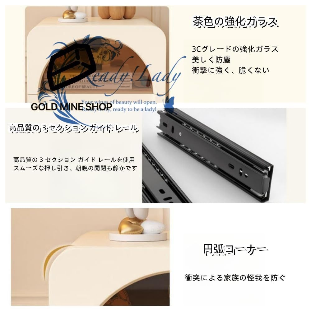 ベッドサイドテーブル 木製 引き出し2つ付きのベッドルームナイトテーブル 寝室用ナイトスタンド強化ガラス製 PUレザーとステンレススチールボールフィート付きのナイトスタンド ブラック 50 40 48CM MARWIL-DEMENAGEMENTS_CH