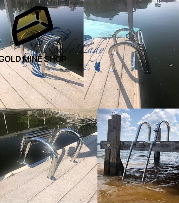 ボートラダー ボート用 梯子 望遠鏡の海洋の低下のボートの梯子に 船内手すり付き伸縮式4ステップボートラダー 搭乗ボートプールラダー 滑り止めステップ ステンレス鋼 スイムプールラダー OLIVEOS_COM_TR