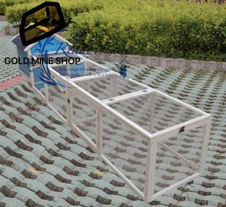 鶏小屋 屋外 大型 木製 亜鉛メッキ鋼製 鶏舎 鶏ペン 屋根付き 高耐久 庭用 農場用 耐候性 防雨 防風性 家禽ケージ ウサギハッチ 七面鳥 アヒル ガチョウ 飼育ケージ 組み立て簡単 ブルー 295cm×90cm×70cm