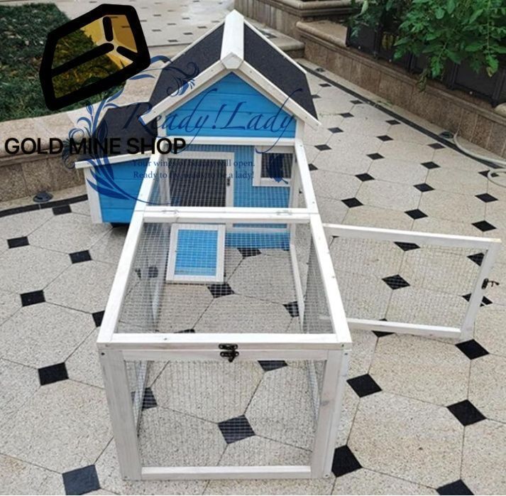  鶏小屋 屋外 大型 木製 亜鉛メッキ鋼製 鶏舎 鶏ペン 屋根付き 高耐久 庭用 農場用 耐候性 防雨 防風性 家禽ケージ ウサギハッチ 七面鳥 アヒル ガチョウ 飼育ケージ 組み立て簡単 ブルー 295 cm×90 cm×70 cm その他 小動物用品