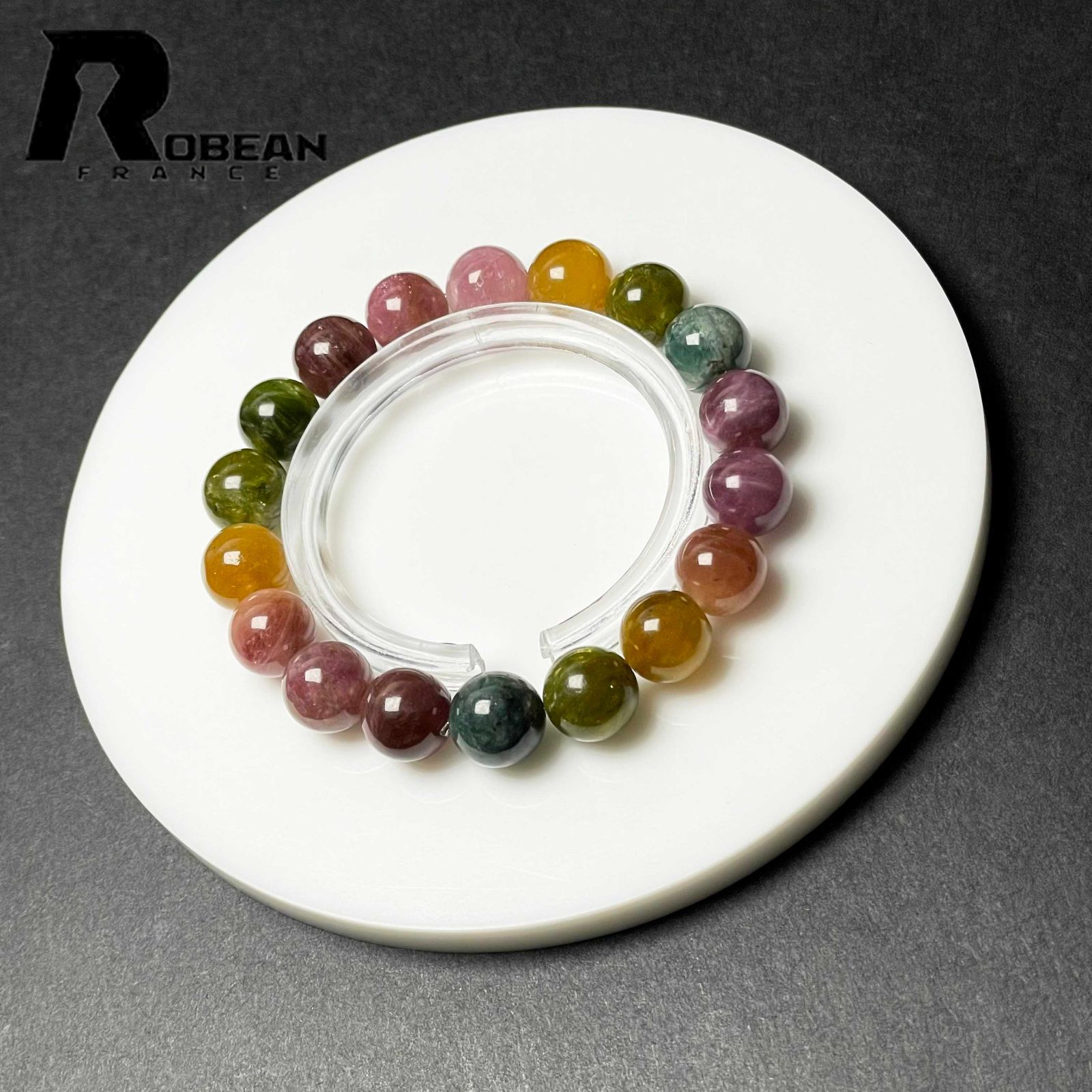 上級 EU製 定価43万円 ROBEAN ミックス トルマリン ブレスレット パワーストーン 天然石 プレゼント 約10.8-11.2 mm