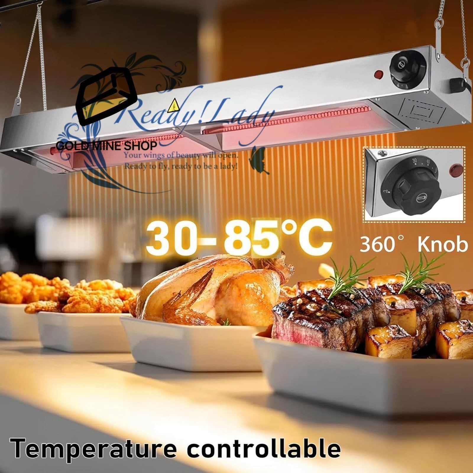 120cm業務用ステンレススチール製食品加熱ウォーマー 30～85℃温度調節