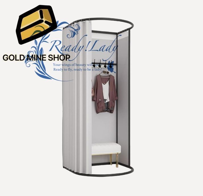 フィッティングルーム 室 更衣室 簡易モバイル プライバシー保護 ドレッシングルーム 着替え カーテンタイプ フック付き スペース容量が大きく グレー 長さ85 cm 幅80 高さ200