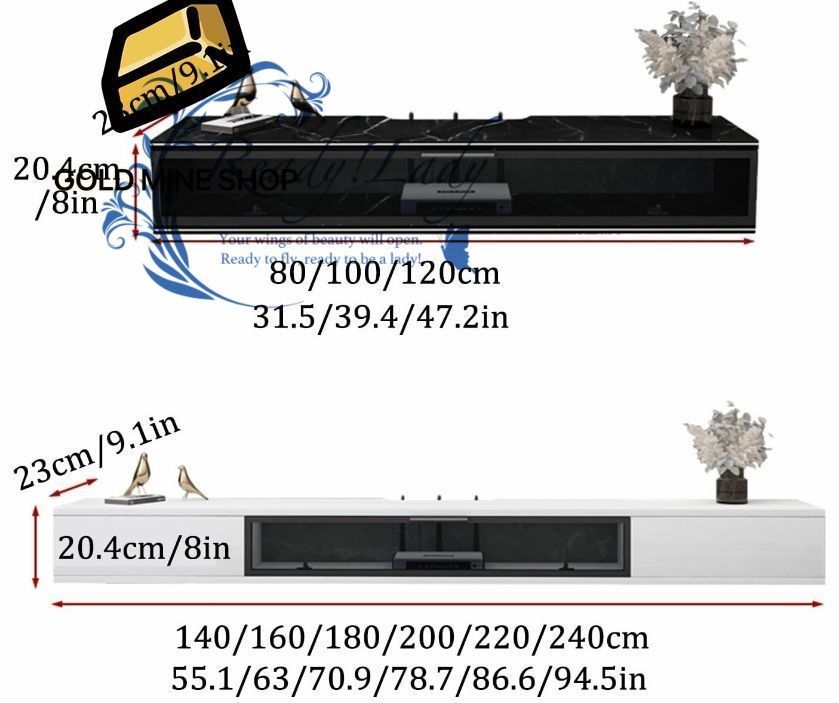 ホワイトフローティングテレビスタンド ロックボードパターン壁マウントWコンソール リビングルームとベッドルーム収納用 狭いウォールキャビネット グレー 160x23x20.4CM|63x9.1x8インチ