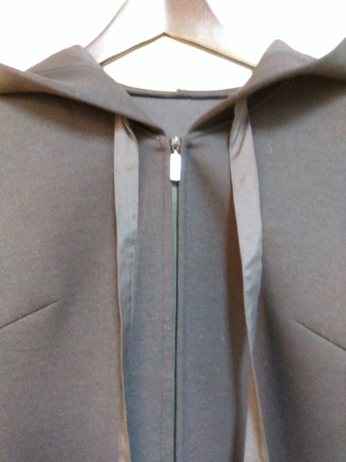 ジップアップフーディー切替ワンピース 異素材フ