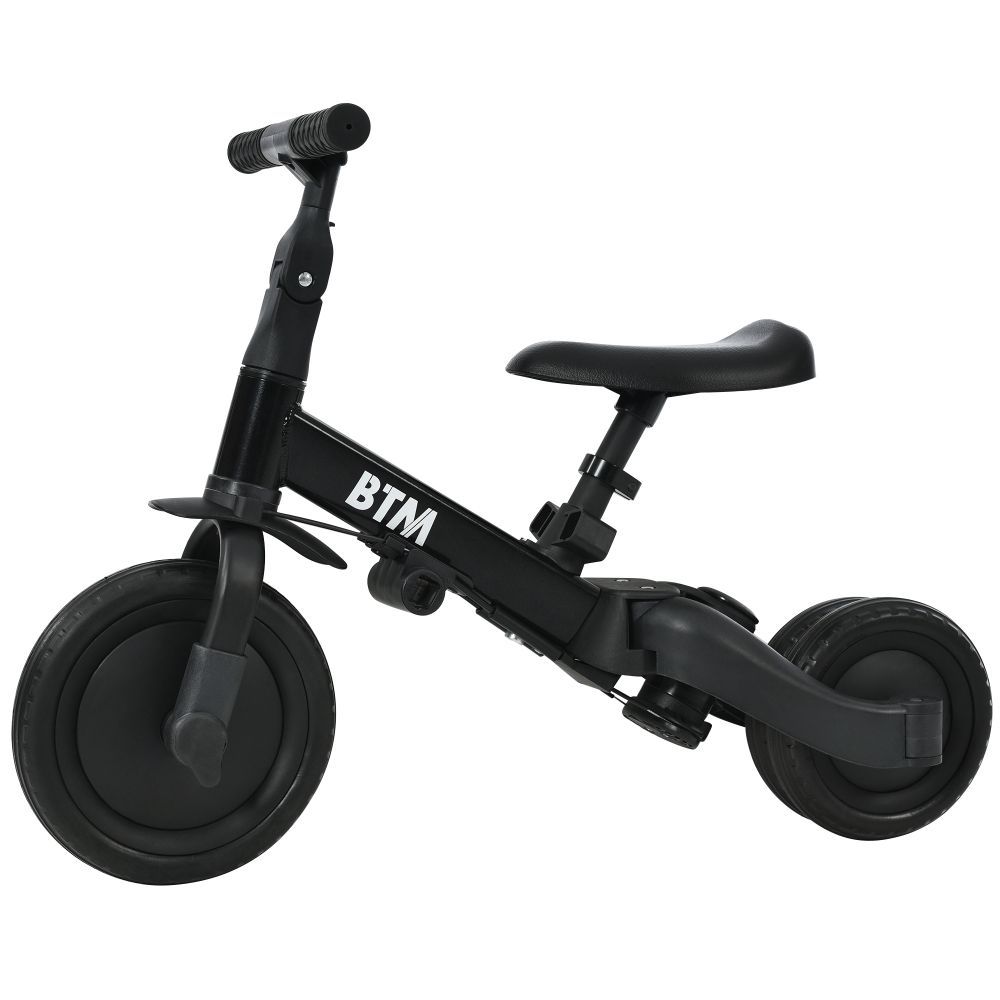 ブラック 三輪車 足けりバイク 一台4役 ベビーカー かじとり 手押し棒付 子供用三輪車 子供自転車 3輪 キッズ 幼児 自転車 バイク ペダル付き コントロールバー付き 乗用玩具 軽量 誕生日 1-5歳 組み立て簡単 プレゼント