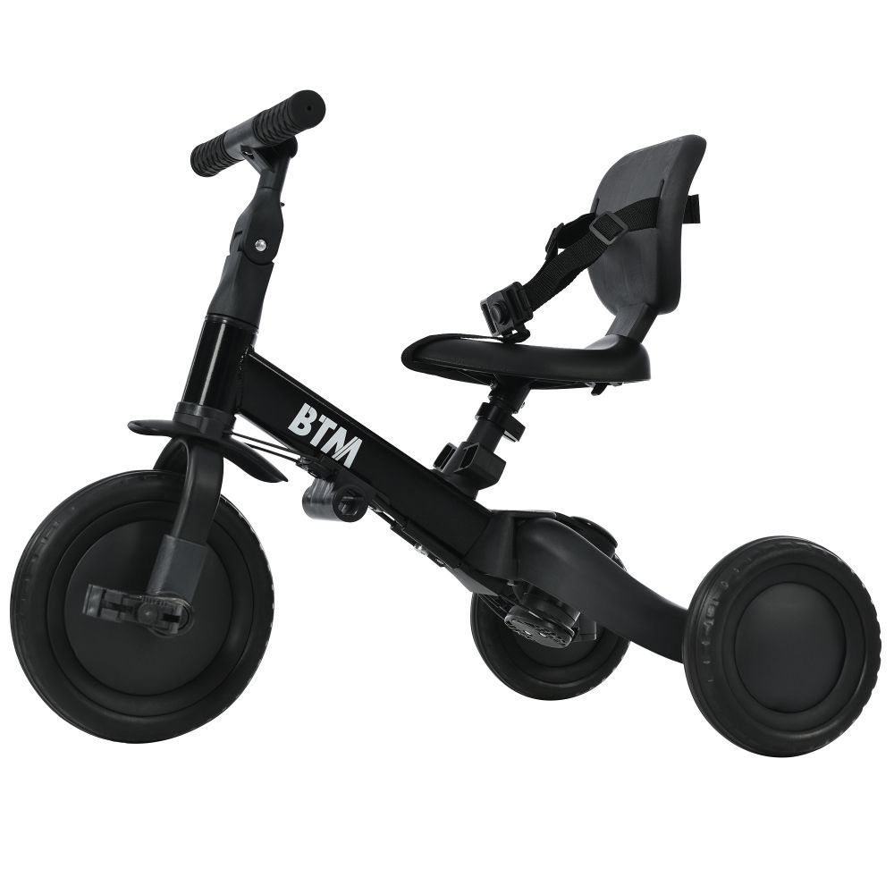 ブラック 三輪車 足けりバイク 一台4役 ベビーカー かじとり 手押し棒付 子供用三輪車 子供自転車 3輪 キッズ 幼児 自転車 バイク ペダル付き コントロールバー付き 乗用玩具 軽量 誕生日 1-5歳 組み立て簡単 プレゼント