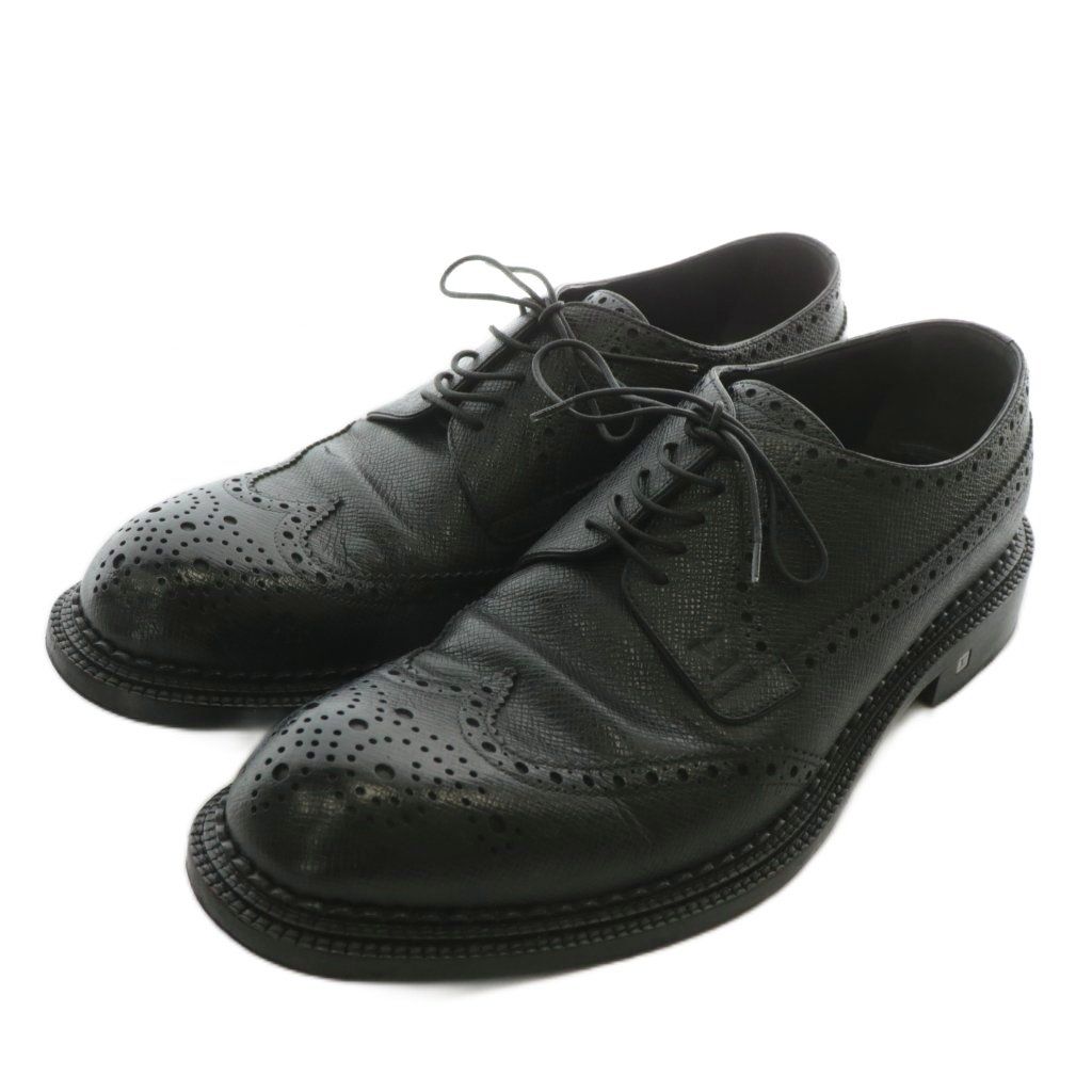 ルイヴィトン LOUIS VUITTON ビジネスシューズ ドレス 革靴 レザー ウィングチップ メダリオン ブローグ ロゴ 7.5 26.5cm 黒 ブラック XZ GY18