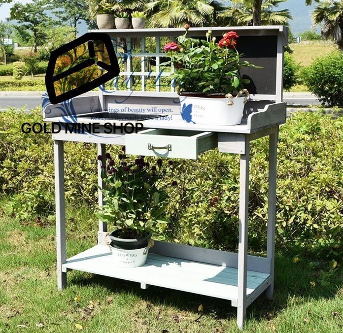 ガーデンポッティングベンチ プランターベンチ ガーデン作業台 屋外木製棚 屋内植物用植物スタンド 実木環境保護 防水防腐 丈夫で長持ちする 収納力が強い 裏庭パティオバルコニー用 ナチュラル