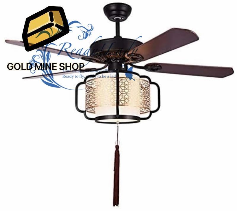 シーリングファンライトファン付き照明 モダンな天井ファンライト 5枚の木製ブレードランタン E27 シャンデリア ミュート 6速天井ファン リビングルーム 寝室用 シーリングライト ファン天井ファンシーリング ファン 52in