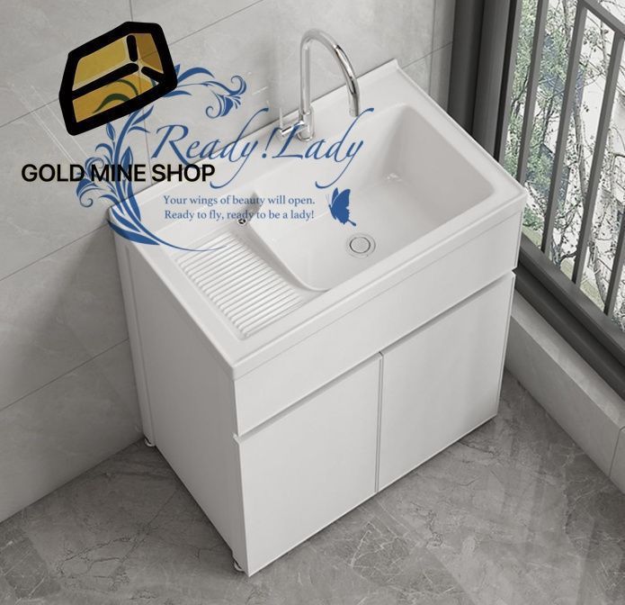 洗面台 洗面ボウル ロッカー付 洗面化粧台 自立型のバスルームの洗面化粧台 小さなバルコニー用コンビネーション洗面台 バスルーム バルコニー キッチン ランドリールームに適しています 70 cm