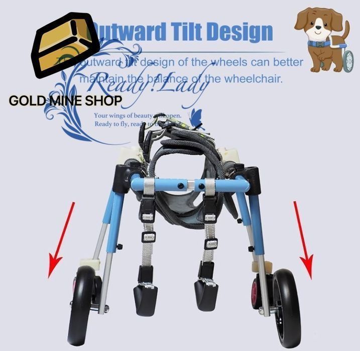 な犬用移動カート 前輪と後輪付き負傷ペット用脚装具カート