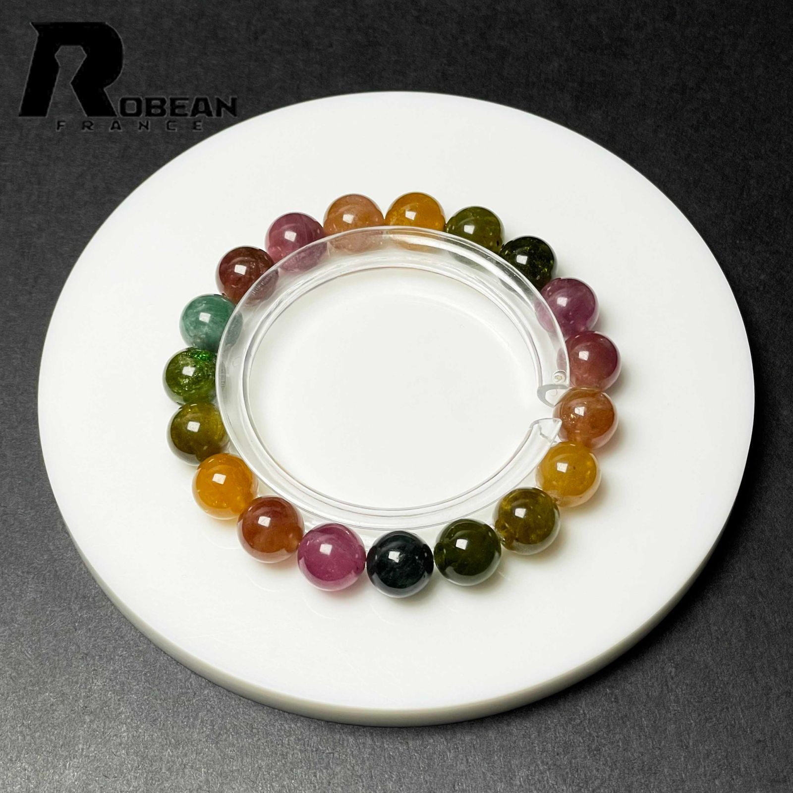 上品 EU製 定価41万円 ROBEAN ミックス トルマリン ブレスレット パワーストーン 天然石 プレゼント 約10.2-10.6mm D1103946