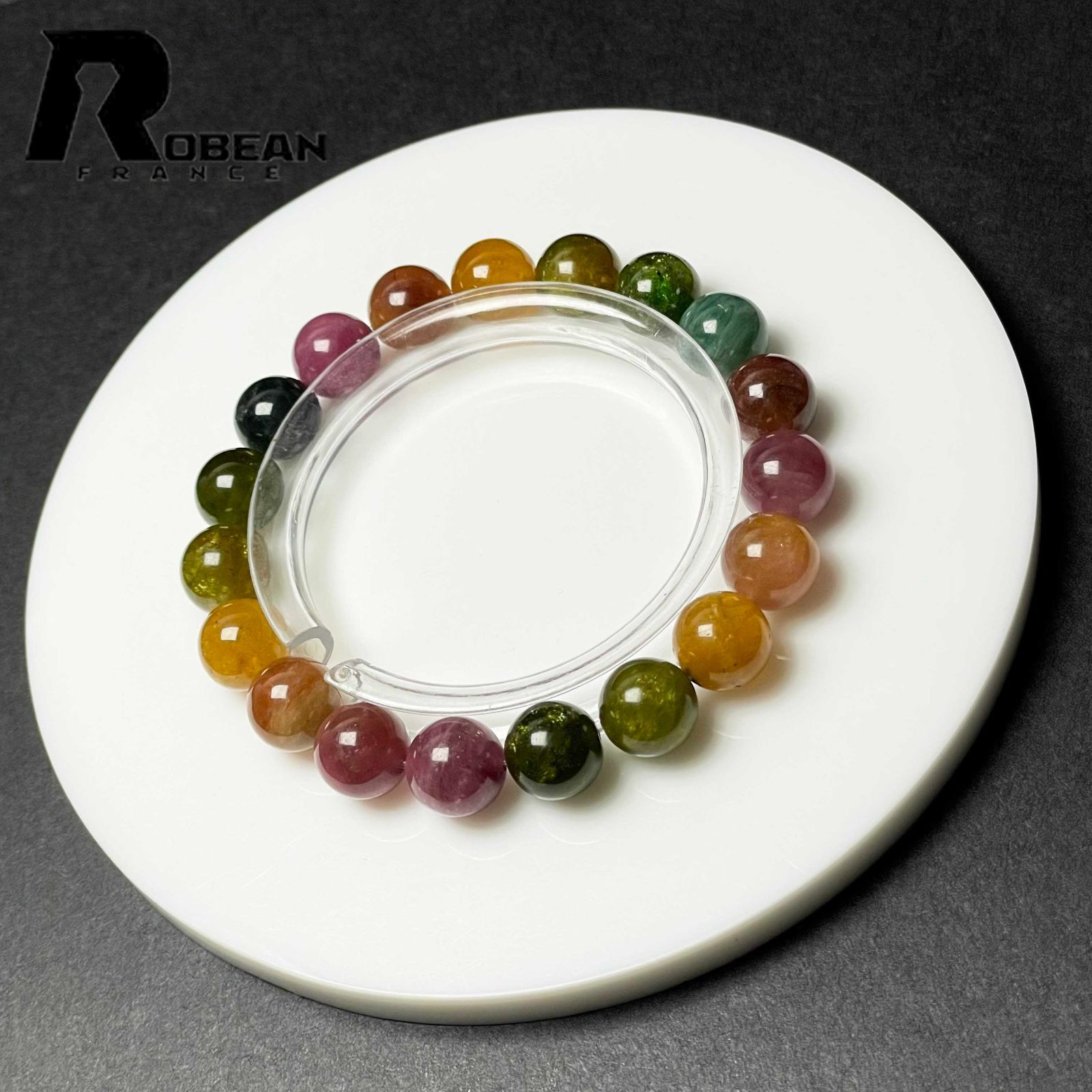 上品 EU製 定価41万円 ROBEAN ミックス トルマリン ブレスレット パワーストーン 天然石 プレゼント 約10.2-10.6mm D1103946