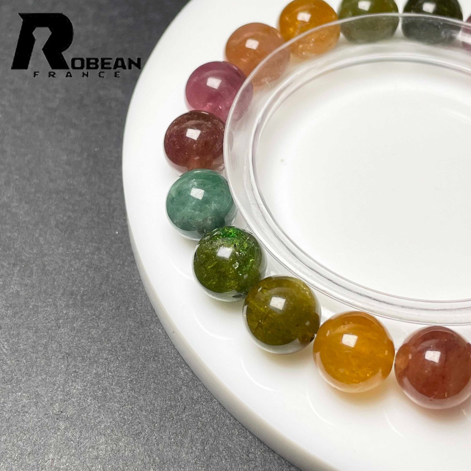 上品 EU製 定価41万円 ROBEAN ミックス トルマリン ブレスレット パワーストーン 天然石 プレゼント 約10.2-10.6mm D1103946 WWW_SHINETEETH_COM