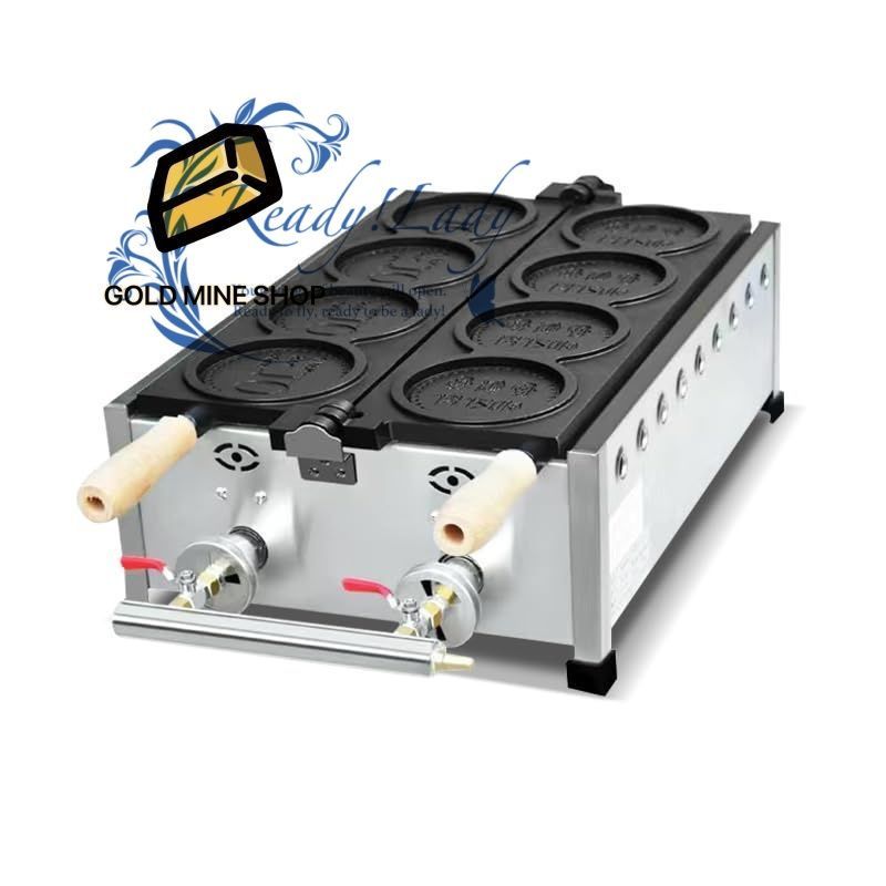 業務用金貨ワッフルメーカー 日本円 韓国ウォンワッフルメーカー 電熱ットエッグバブルパフアイロン 50-300℃調整 4穴 ガス