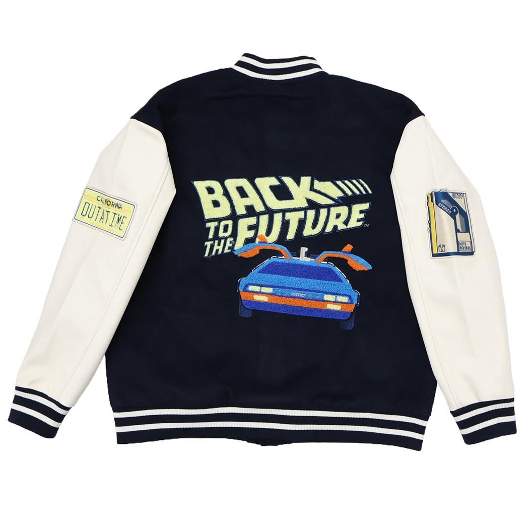 バックトゥザフューチャー アウター スタジャン 3L フロウトデロリアン 丸眞 キャラジャン オーバーサイズ 映画キャラクター グッズ