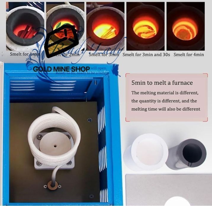 220 V インテリジェント中周波金溶解炉 3500 W商業用金溶解機 2 KG容量 溶解時間4 6分 金属 金 銀 銅用