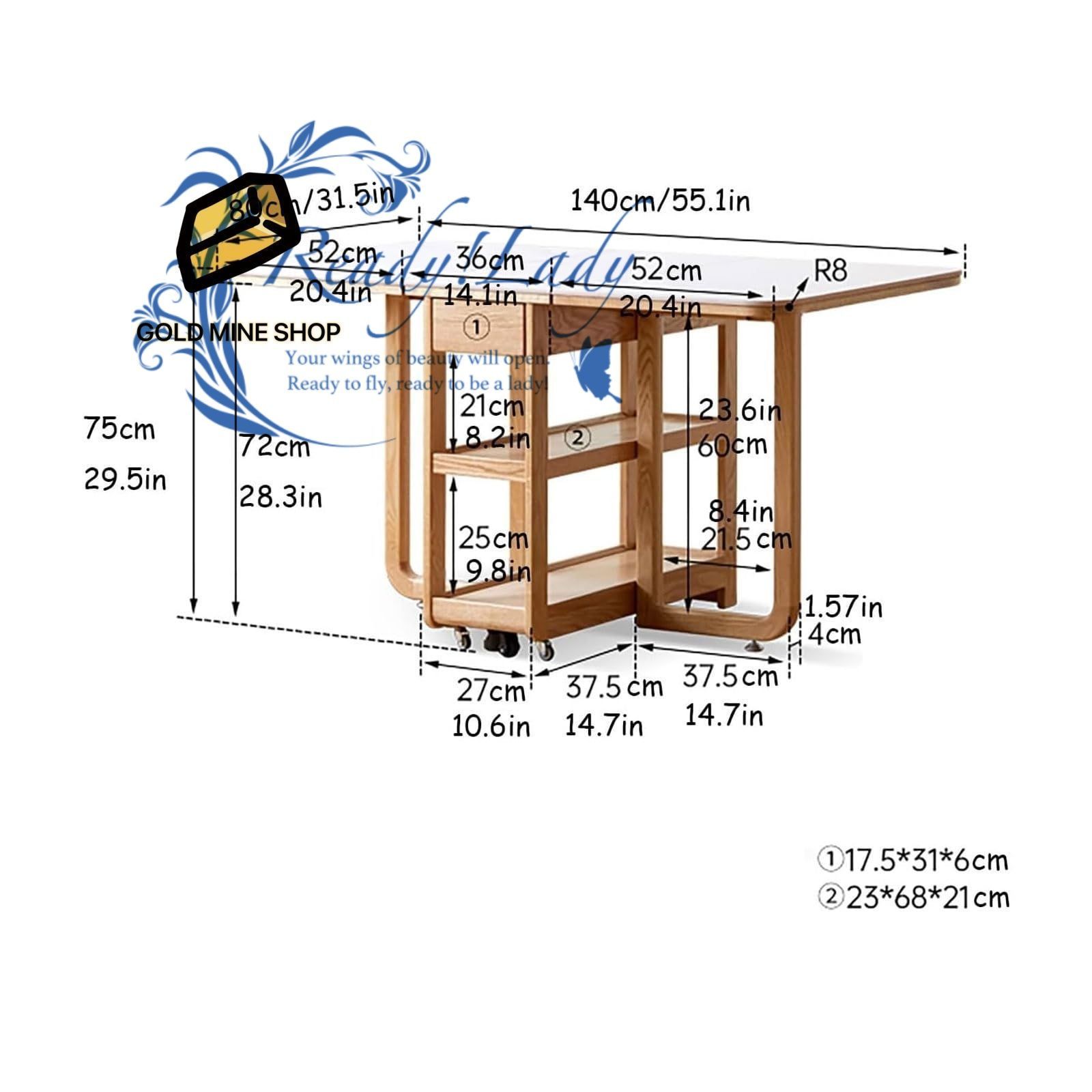 140cm伸長式無垢材ワークベンチ 2段収納ラック＆引き出し付き