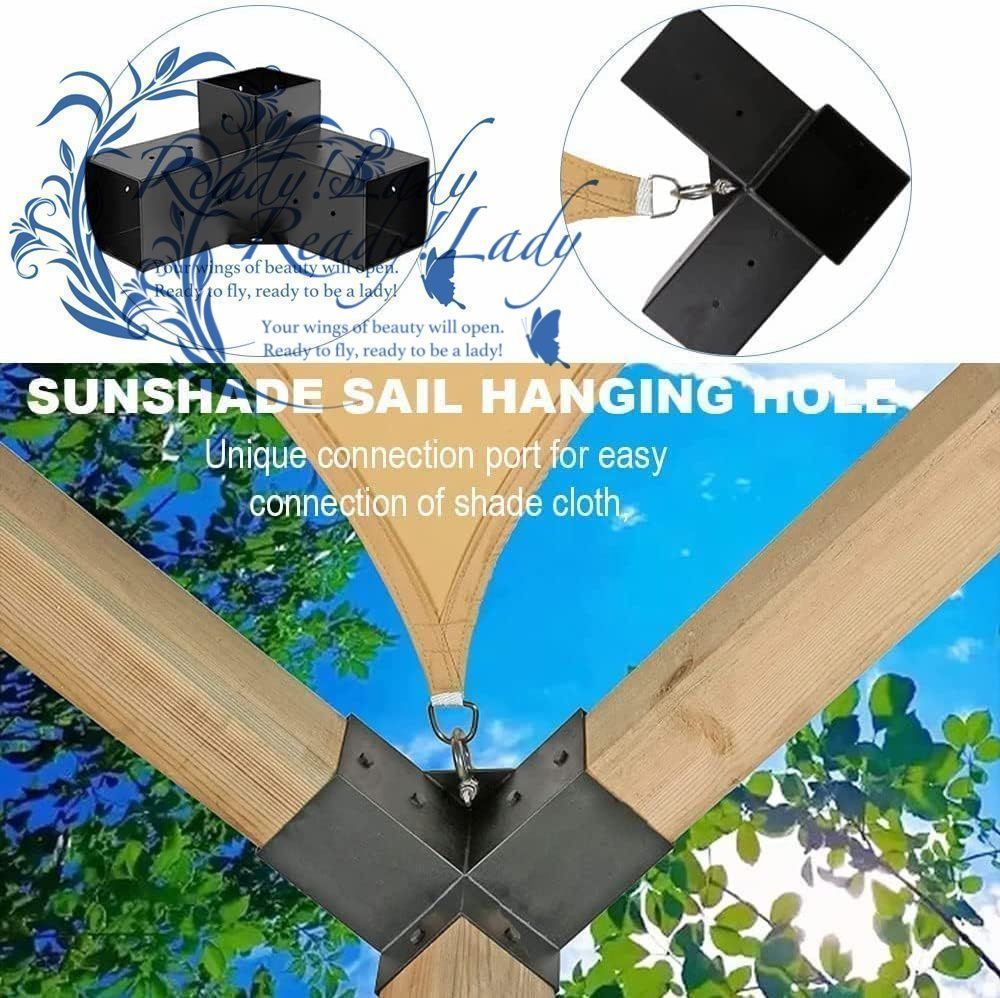 4×4インチの高さのある木製スタンドパーゴラキット ブラックパウダーコーティングされたスチールブラケット