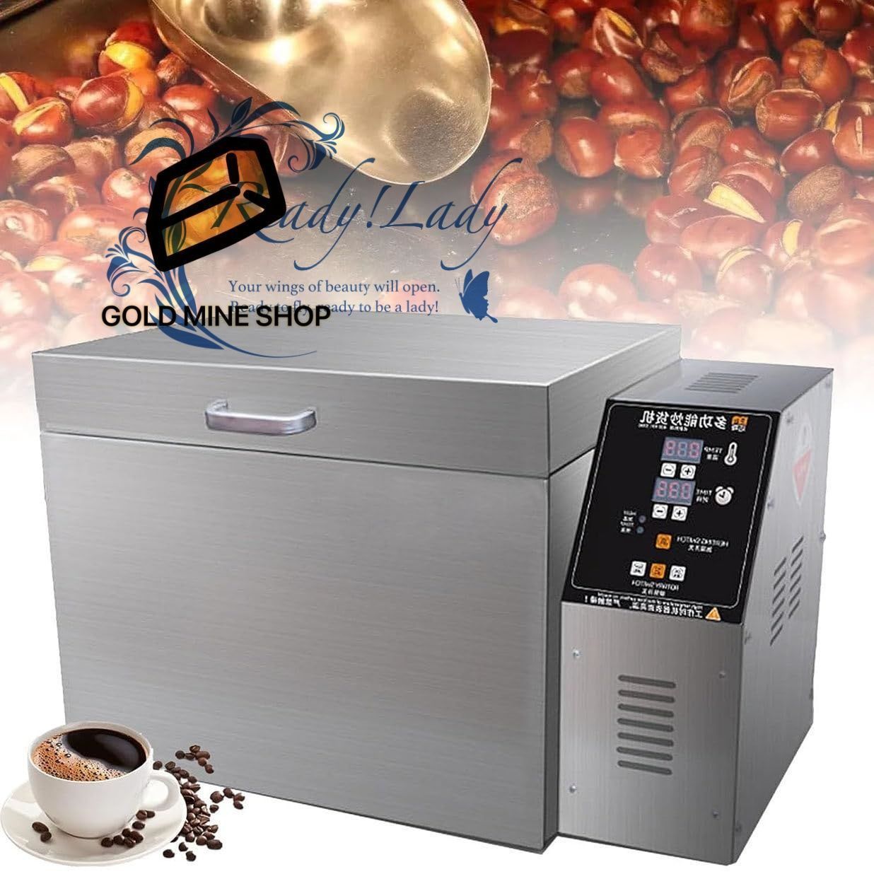 コーヒーロースター 電気コーヒー豆ロースター ステンレス鋼コーヒー豆ロースター コーヒー 栗 ピーナッツ 穀物の焙煎用 2000g