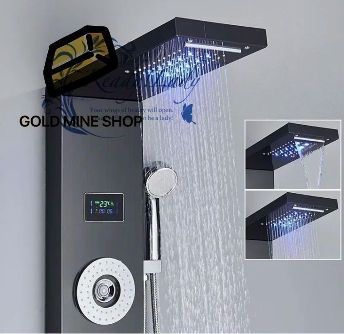 ステンレス製の壁掛けシャワーシステム 6つの機能を備えたLED