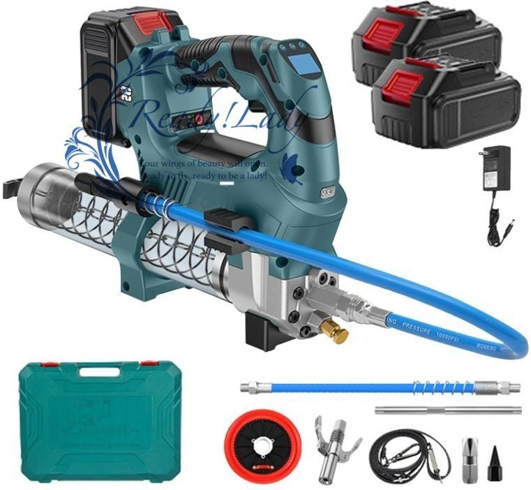 電動グリスガン 計測 定量化 充電式 コードレス プログリースガン 速度 3段階調整 12000PSI高圧 容量600cc 樽型 ケムシ型用 1台2役 掘削機グリースガン 農業機械 車 オートバイのメンテナンス バッテリー2個