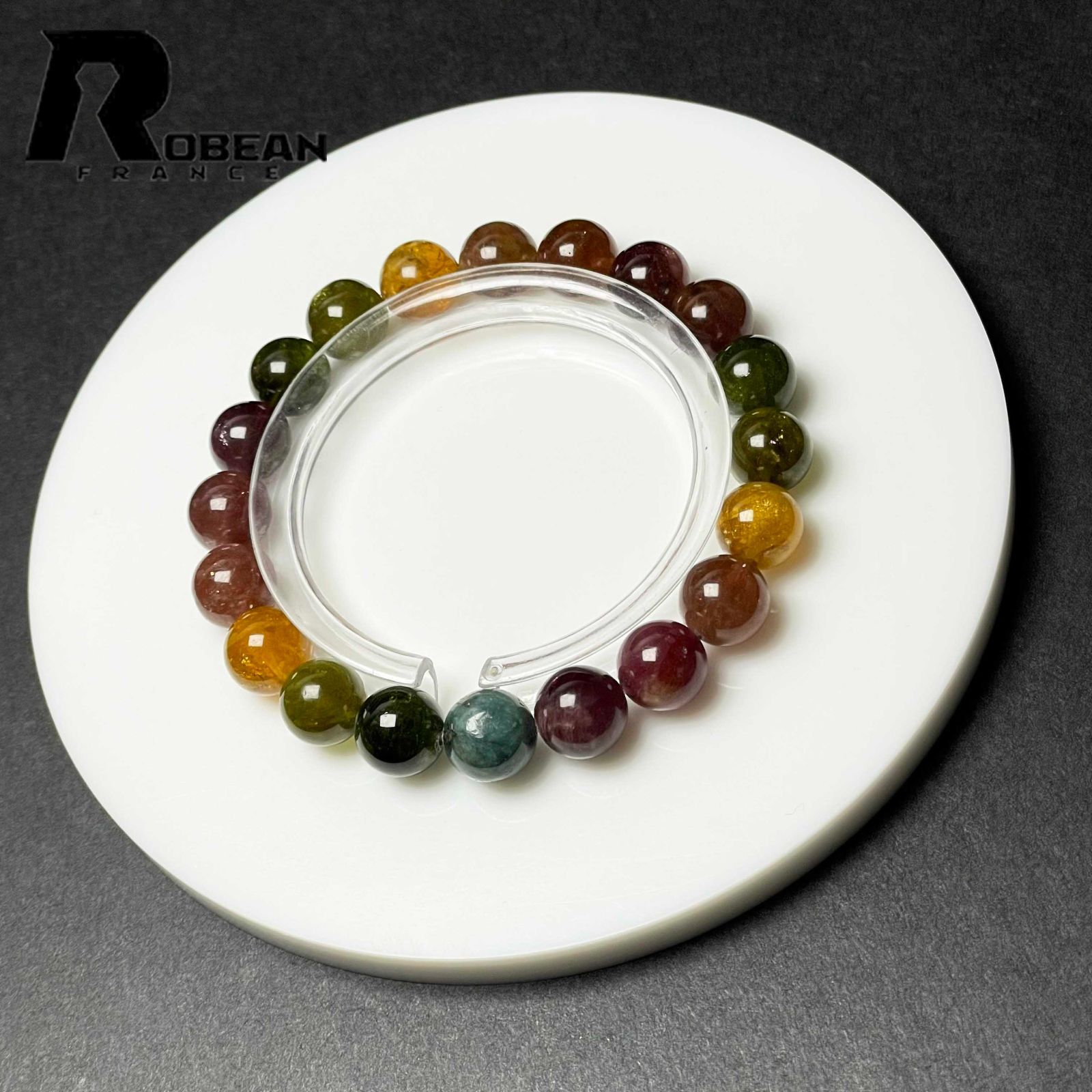 夢色 EU製 定価40万円 ROBEAN ミックス トルマリン ブレスレット パワーストーン 天然石 プレゼント 約9.7-10.2mm D1103947