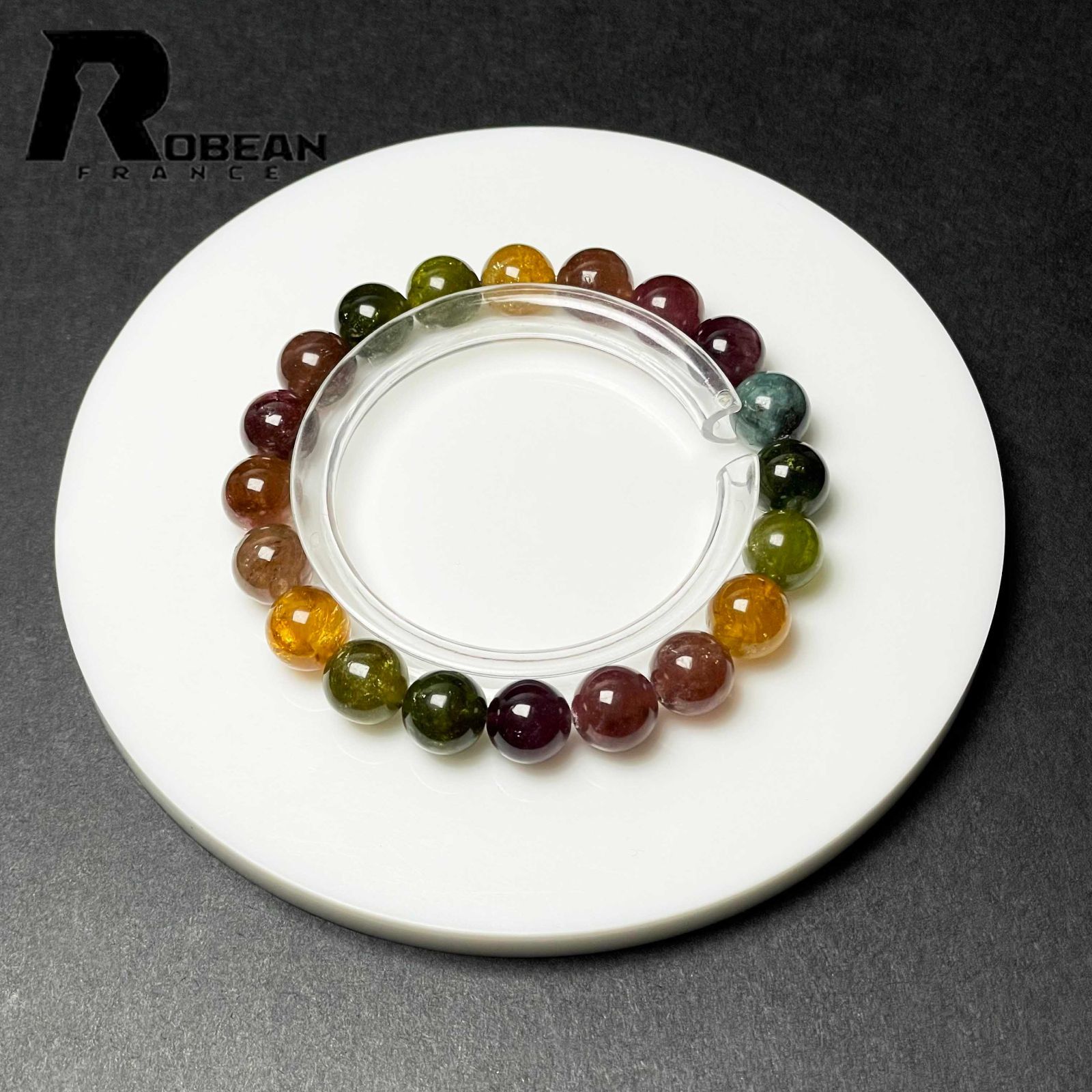 夢色 EU製 定価40万円 ROBEAN ミックス トルマリン ブレスレット パワーストーン 天然石 プレゼント 約9.7-10.2mm D1103947