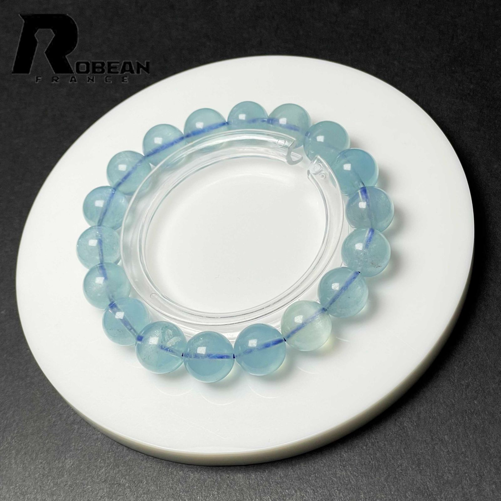 上級 EU製 定価28万円 ROBEAN ブルーアクアマリン パワーストーン ブレスレット 天然石 原石 お守り プレゼント 11 8 12 4 mm