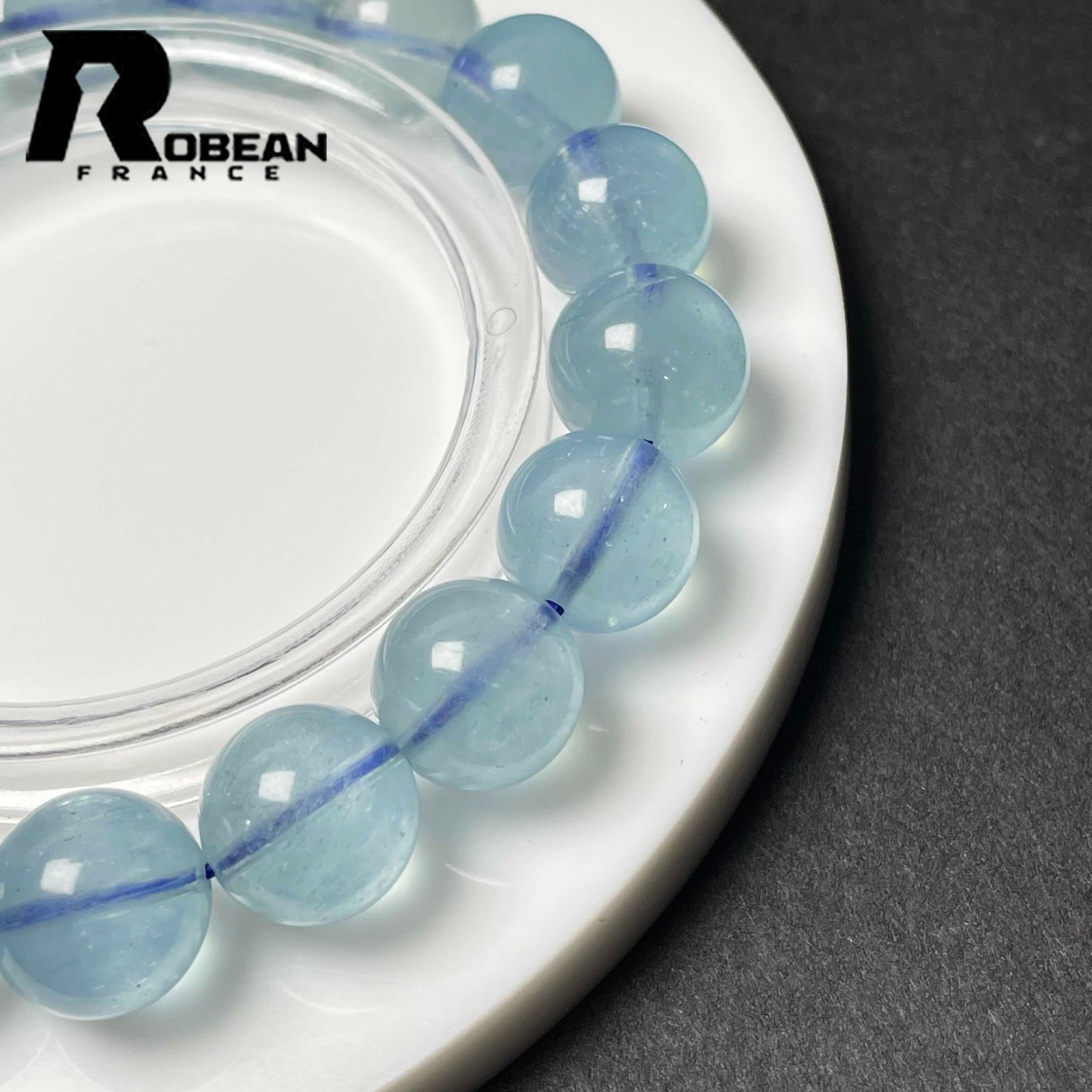  上級 EU製 定価28万円 ROBEAN ブルーアクアマリン パワーストーン ブレスレット 天然石 原石 お守り プレゼント 11 8 12 4 mm ブレスレット アクセサリー