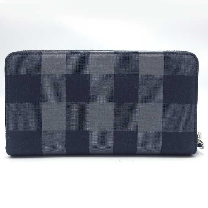 バーバリー 長財布 メンズ ネイビー チェック＆レザー コンチネンタル