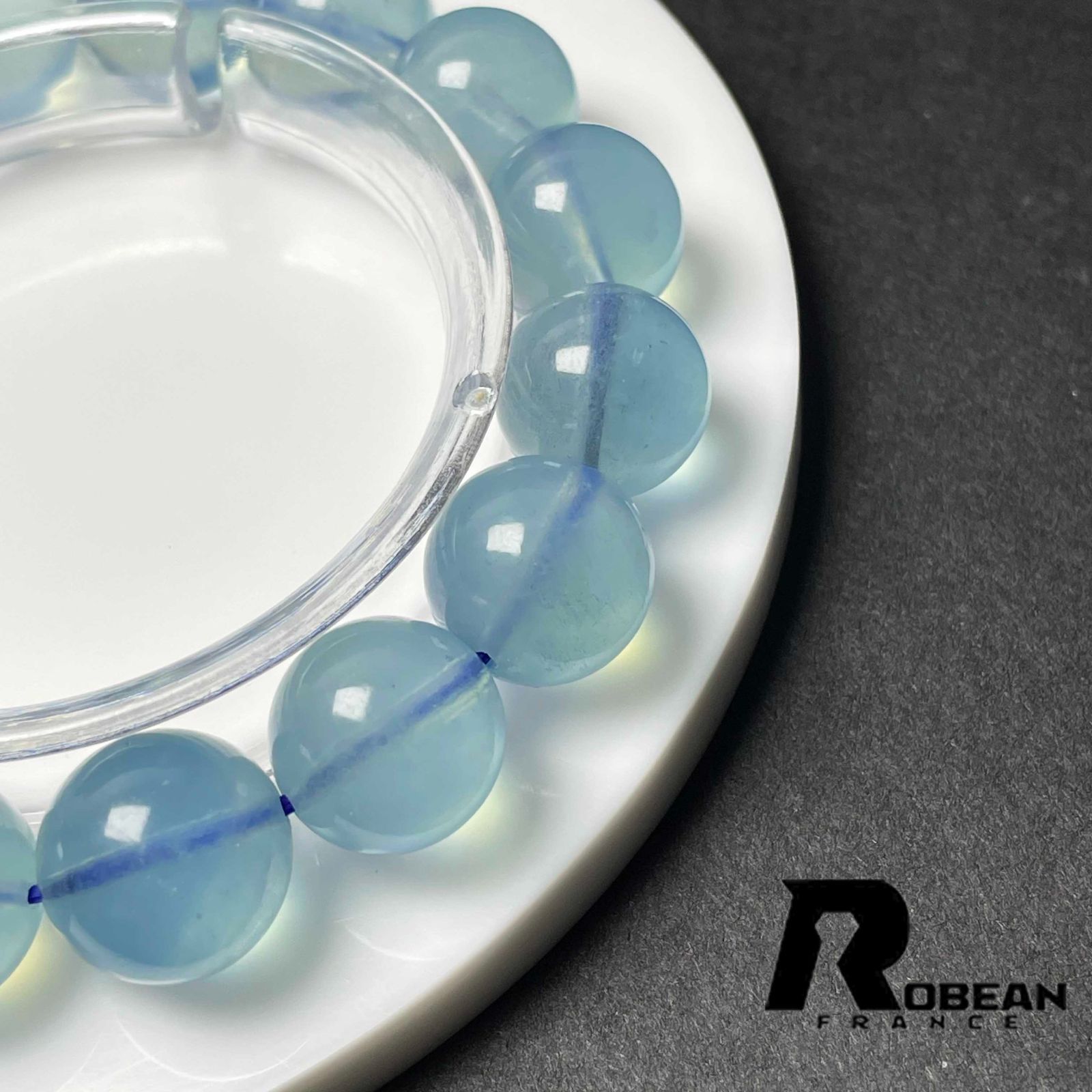  EU製 定価34万円 ROBEAN ブルーアクアマリン パワーストーン ブレスレット 天然石 原石 お守り プレゼント 13.3-13.7 mm ブレスレット アクセサリー