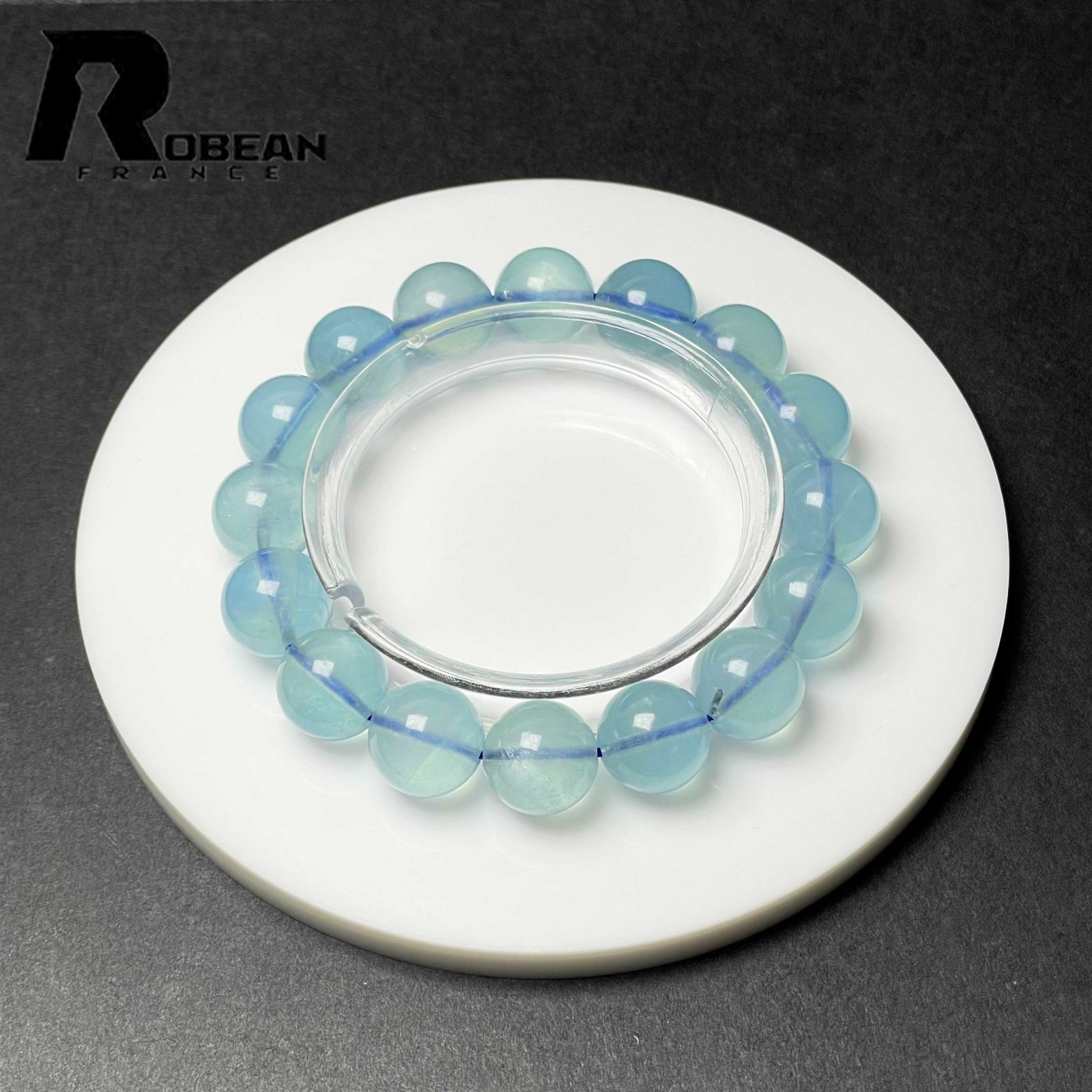 EU製 定価34万円 ROBEAN ブルーアクアマリン パワーストーン ブレスレット 天然石 原石 お守り プレゼント 13.3-13.7mm D1103952