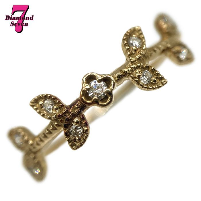 ete エテ リーフモチーフ リング 10号 K18 ゴールド 金 ダイヤモンド 0.04ct イエローゴールド レディース キラキラ ジュエリー 指輪 ⓪