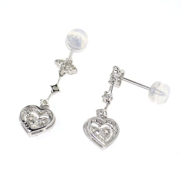 K18WG ダイヤモンド ピアス 1.00ct ハート