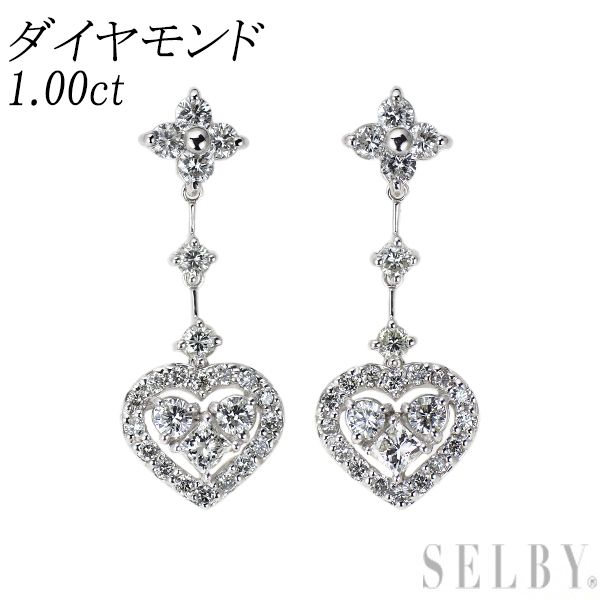 K18WG ダイヤモンド ピアス 1.00ct ハート